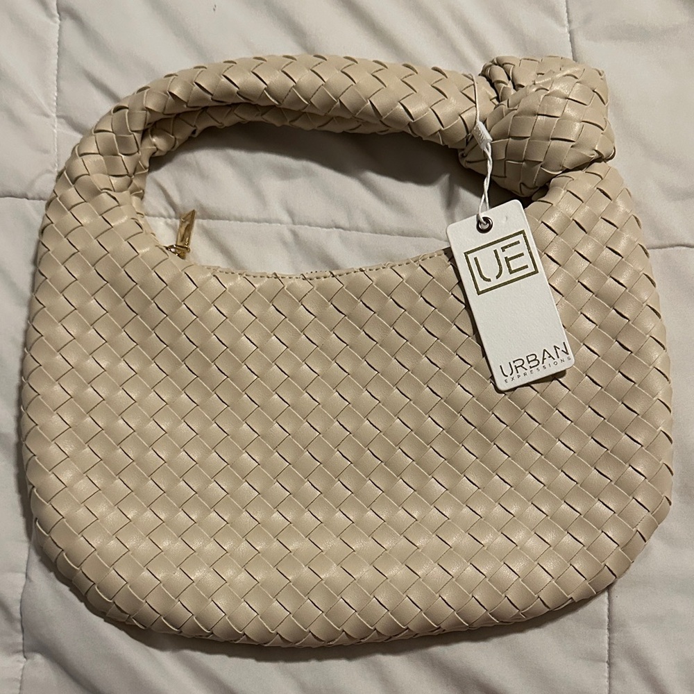 Urban Expressions Beige Woven Shoulder Bag